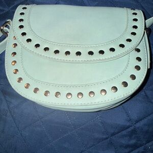 Cato mint green studded saddle crossbody bag